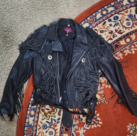 Vintage Verducci Black Leather Fringe Jacket - Picture 2 of 12